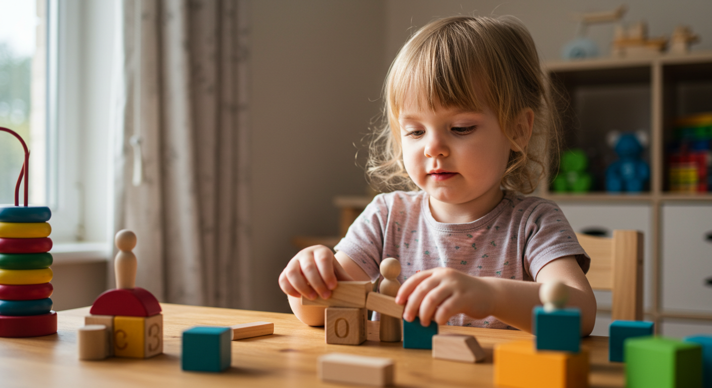 Мама и 2-летняя дочка играют с блоками, мама испытывает эмоциональные переживания после секса