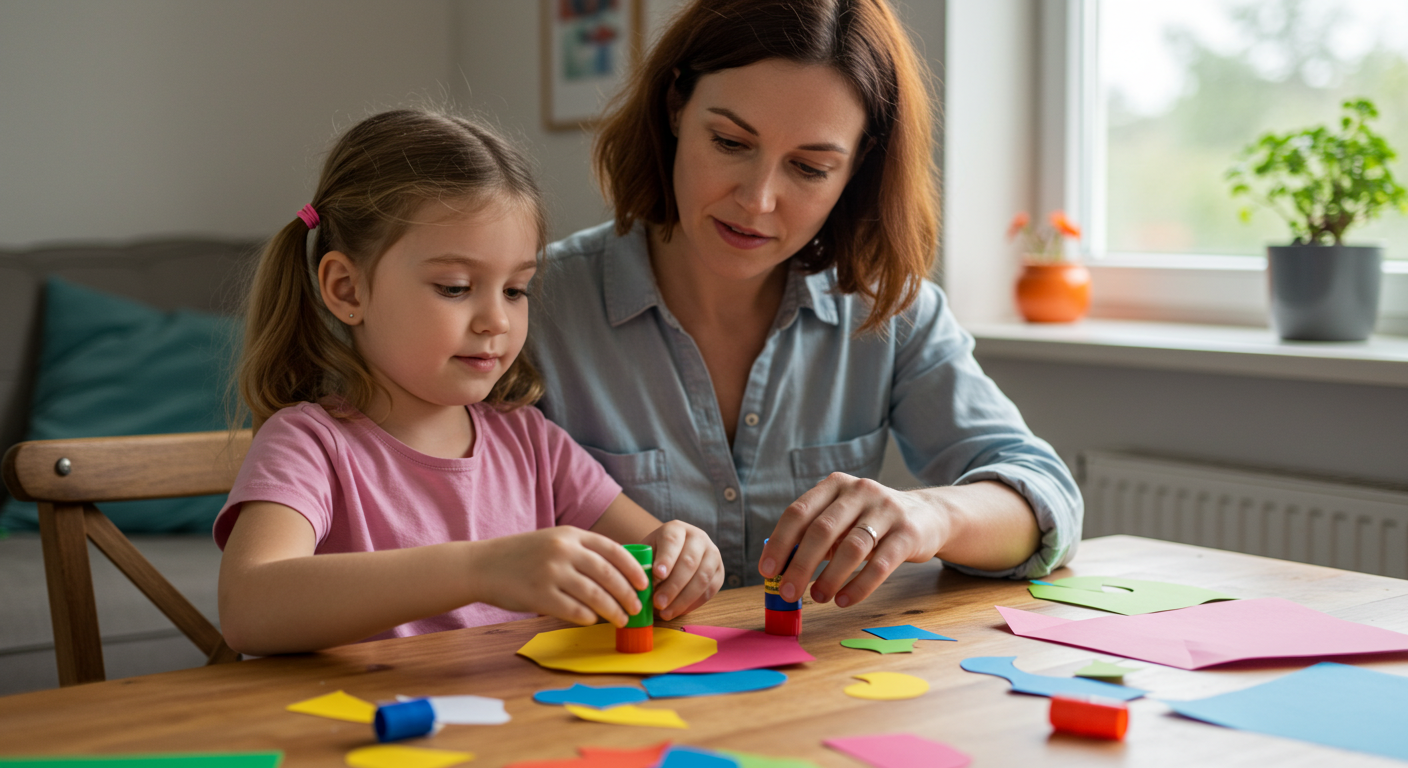 Мама помогает дочке в арт-терапии, развивая креативность и понимание поведения ребенка
