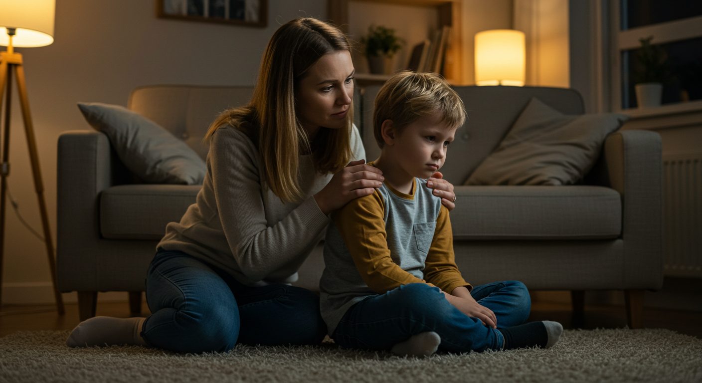 Молодая мама с сыном в уютной комнате обсуждают важные моменты