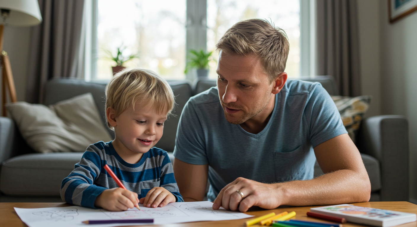 Отец наблюдает за сыном, укрепляя эмоциональную близость в семье