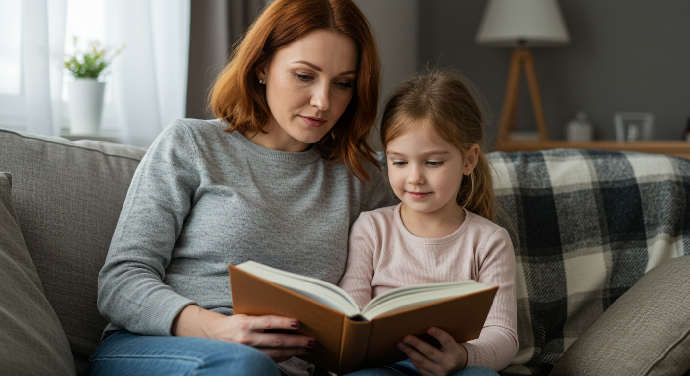 Мама с дочерью читают рецепт рулета из сала на диване